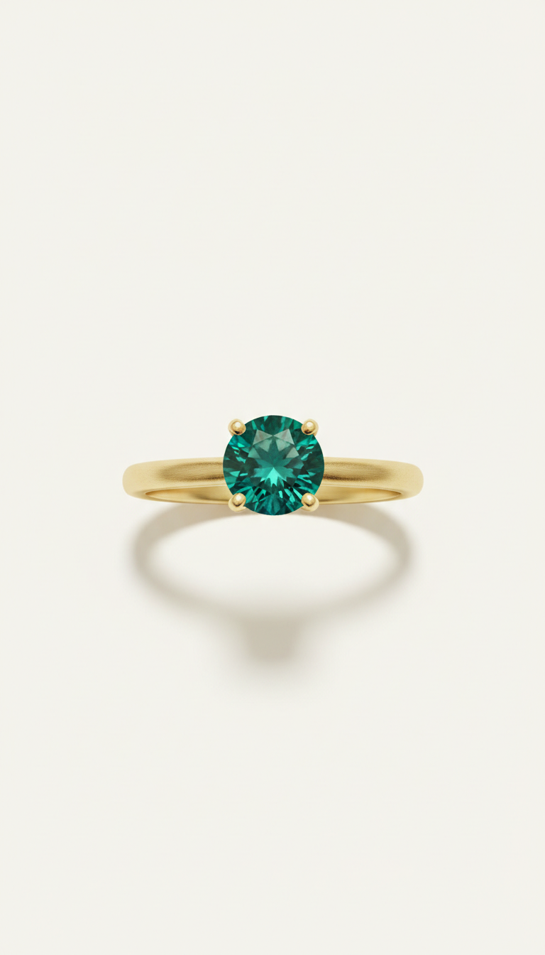 Emerald Solitaire Gold Ring