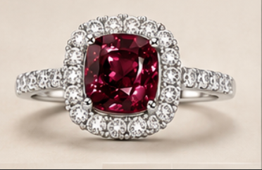 Burmese Spinel No. 002 — 5.25ct cushion-cut spinel halo ring, coming soon