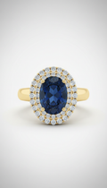 Sapphire and Diamond Halo Gold Ring