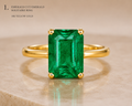 The Bishop — emerald-cut Brazilian emerald solitaire ring in 18k yellow gold, product shot