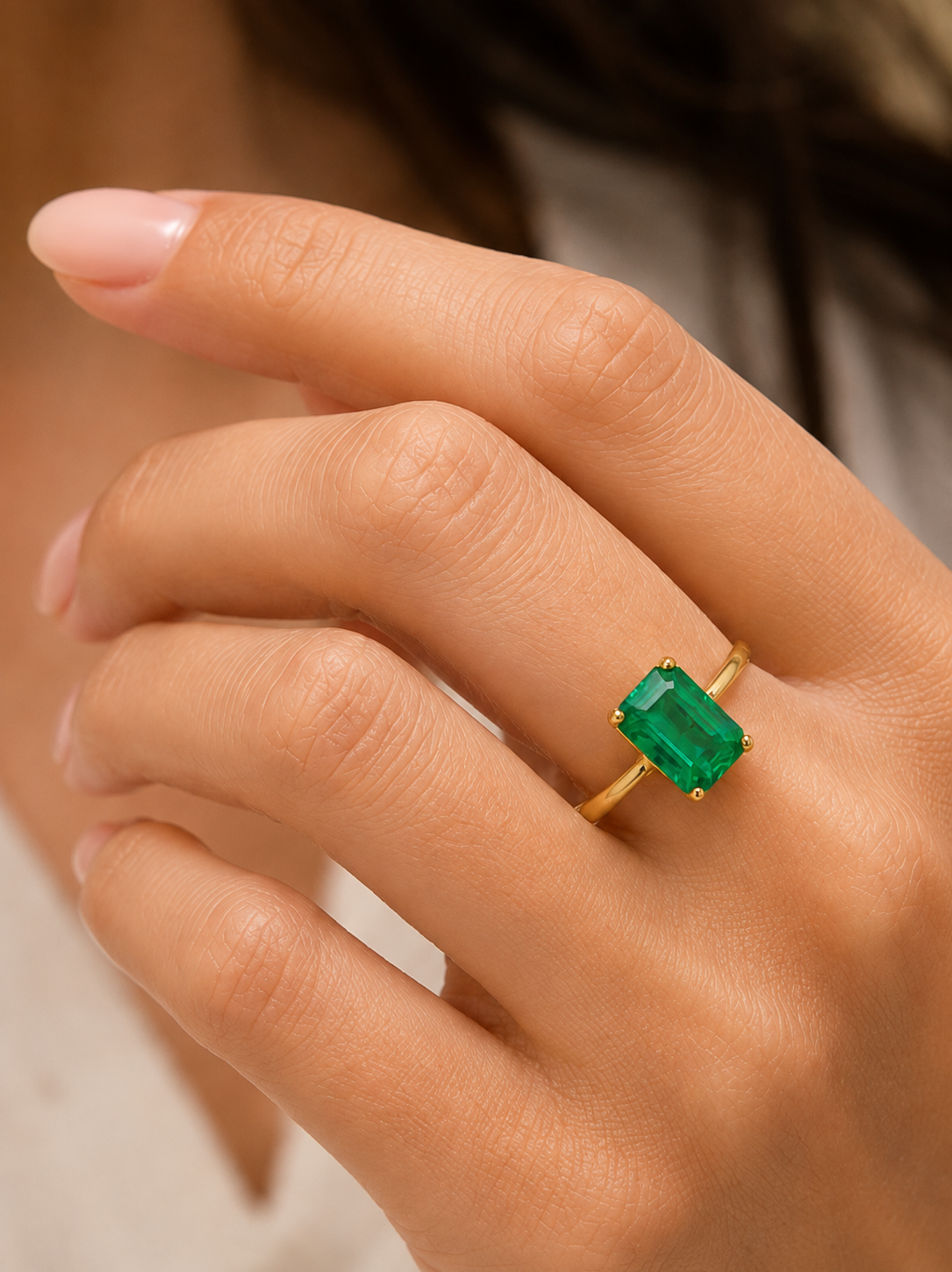 The Bishop ring worn on hand, side angle