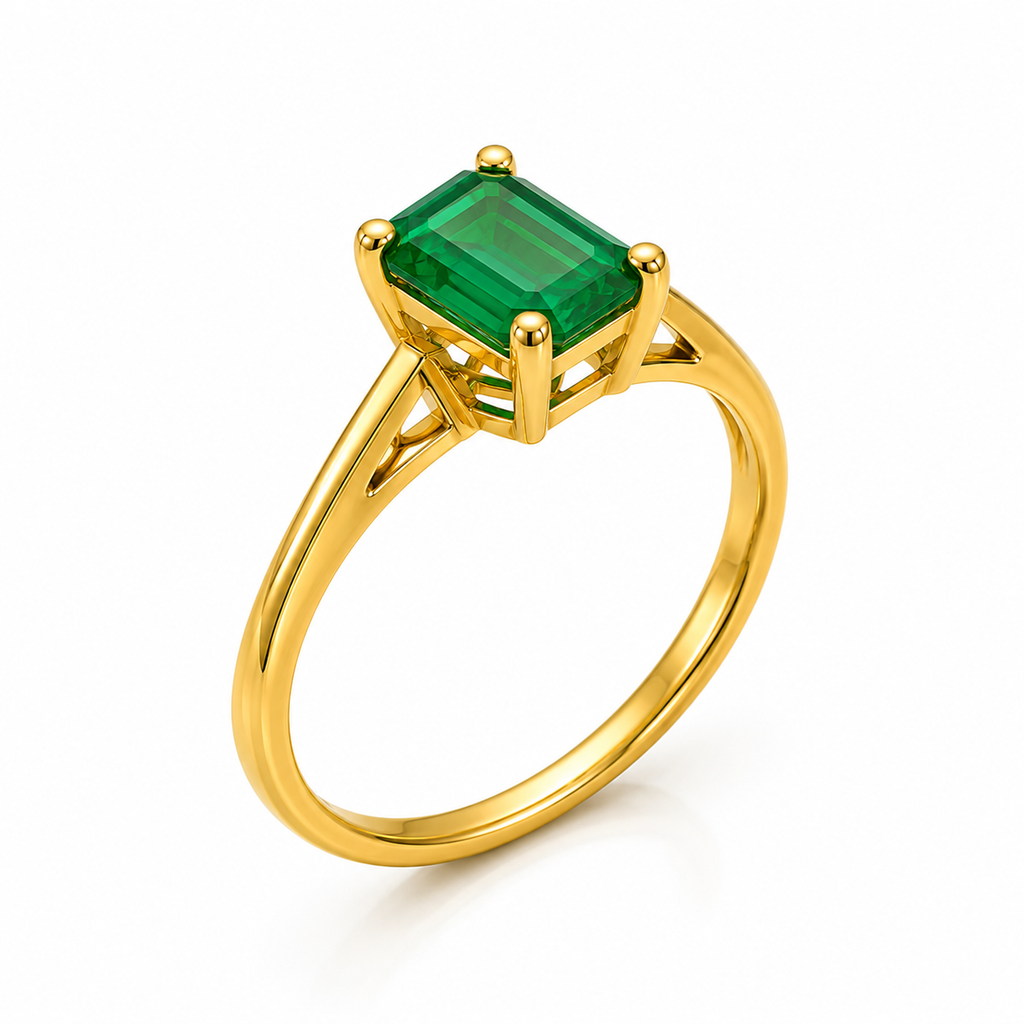 The Bishop ring worn on hand, front view
